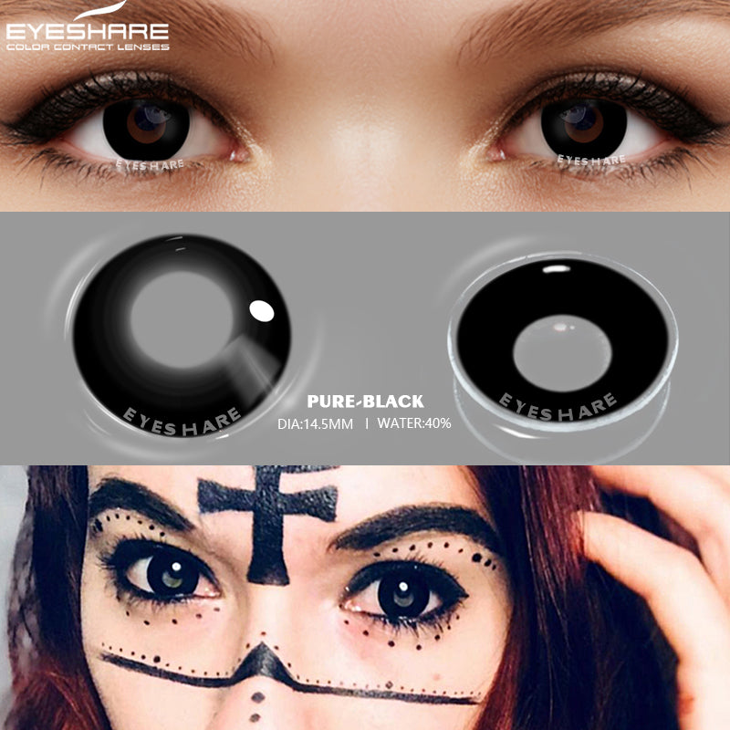 Cosplay Pure Black 14.5mm 1 Pair 1 Year