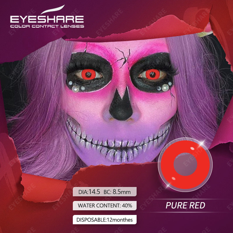 Cosplay Pure Red  14.5mm 1 Pair | 1 Year