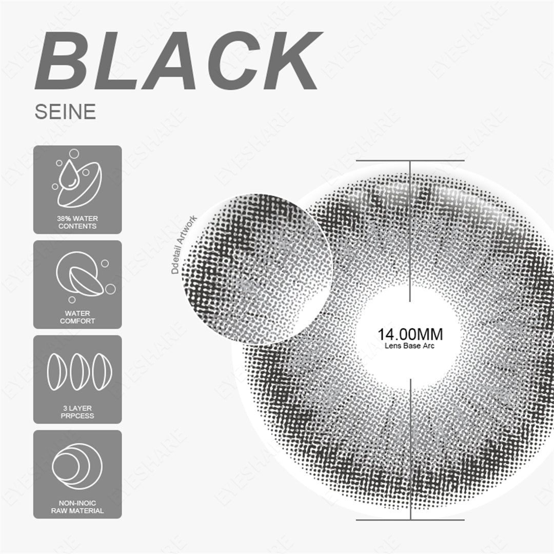 Seine Black 14.0mm 1 Pair | 1 Year