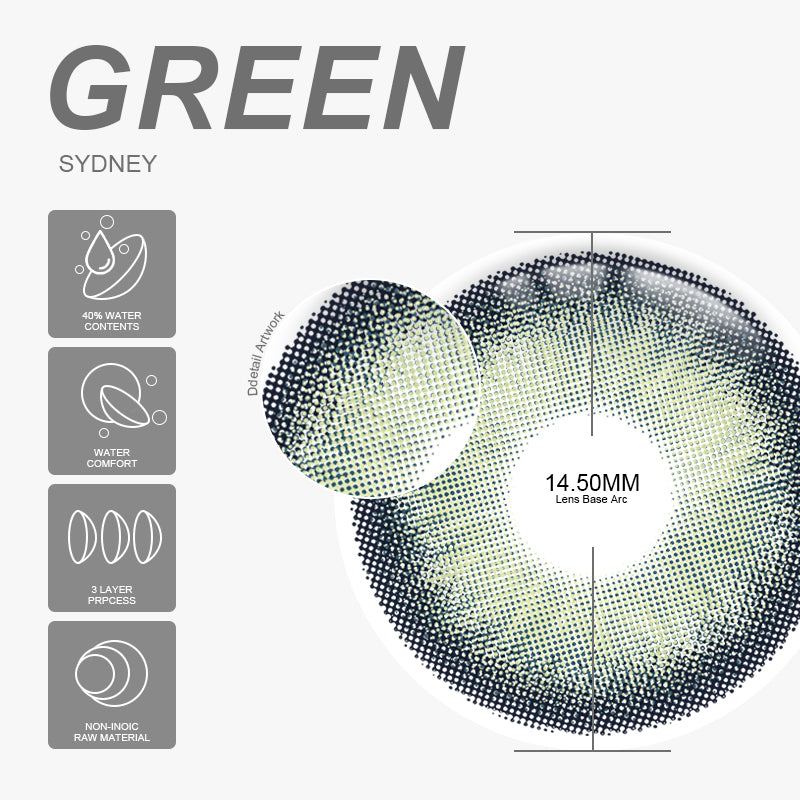 Sydney Green 14.5mm 1 Pair | 1 Year