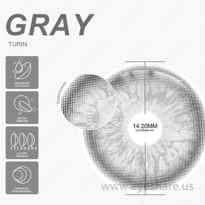 Turin Gray 14.2mm 1 Pair | 1 Year