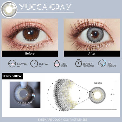 Yucca Gray 14.0mm 1 Pair | 1 Year