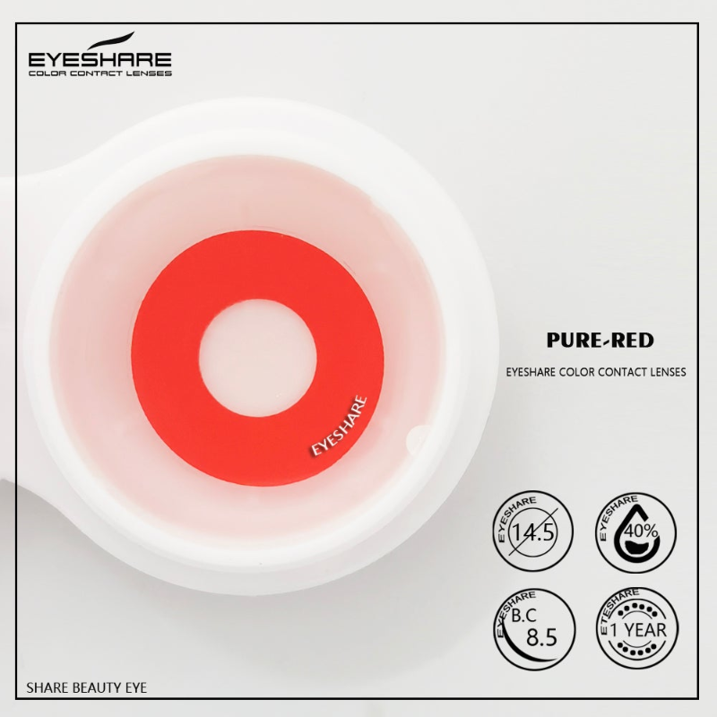 Cosplay Pure Red  14.5mm 1 Pair | 1 Year