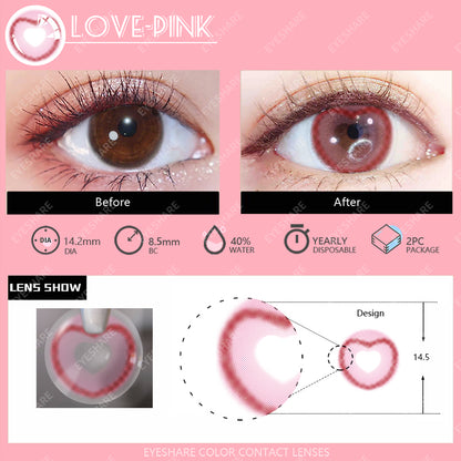 Love Pink 14.2mm 1 Pair | 1 Year