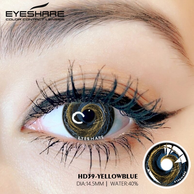 Cosplay HD39 Yellow Blue 14.5mm 1 Pair | 1 Year