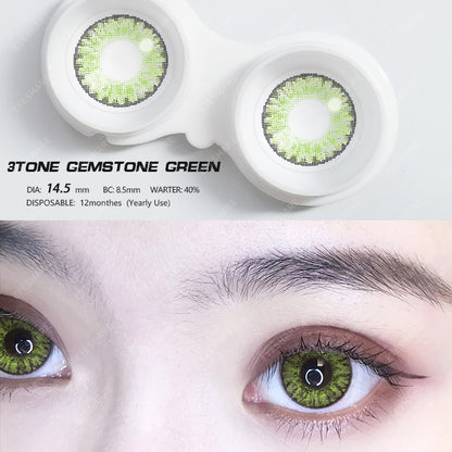 Green 2pcs/pair Three Tone Series Color Contact Lenses Colored Eye Contacts  Lentes Contacto Yearly Lenses For Eyes Colored Hk